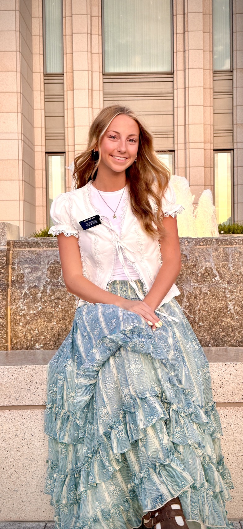Becca smiling at the temple